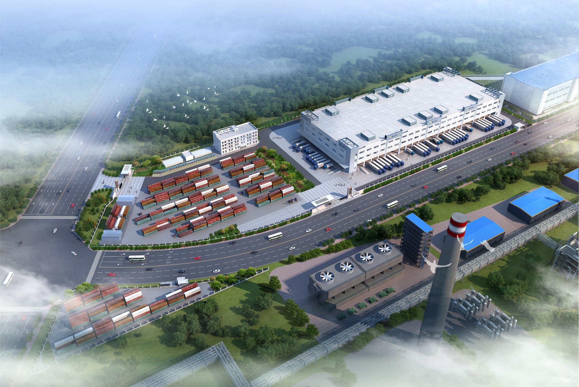 1703662573277994.jpg 2023-12-21寧德臨港產業(yè)綜合物流園項目物流倉主體結構順利封頂,項目效果圖.jpg